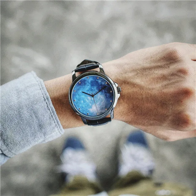 Casual Watch Moon Photo Men's Watch Night Starry Sky Space Watch 2017 Little Star Wristwatch Crystal Special Birthday Gift