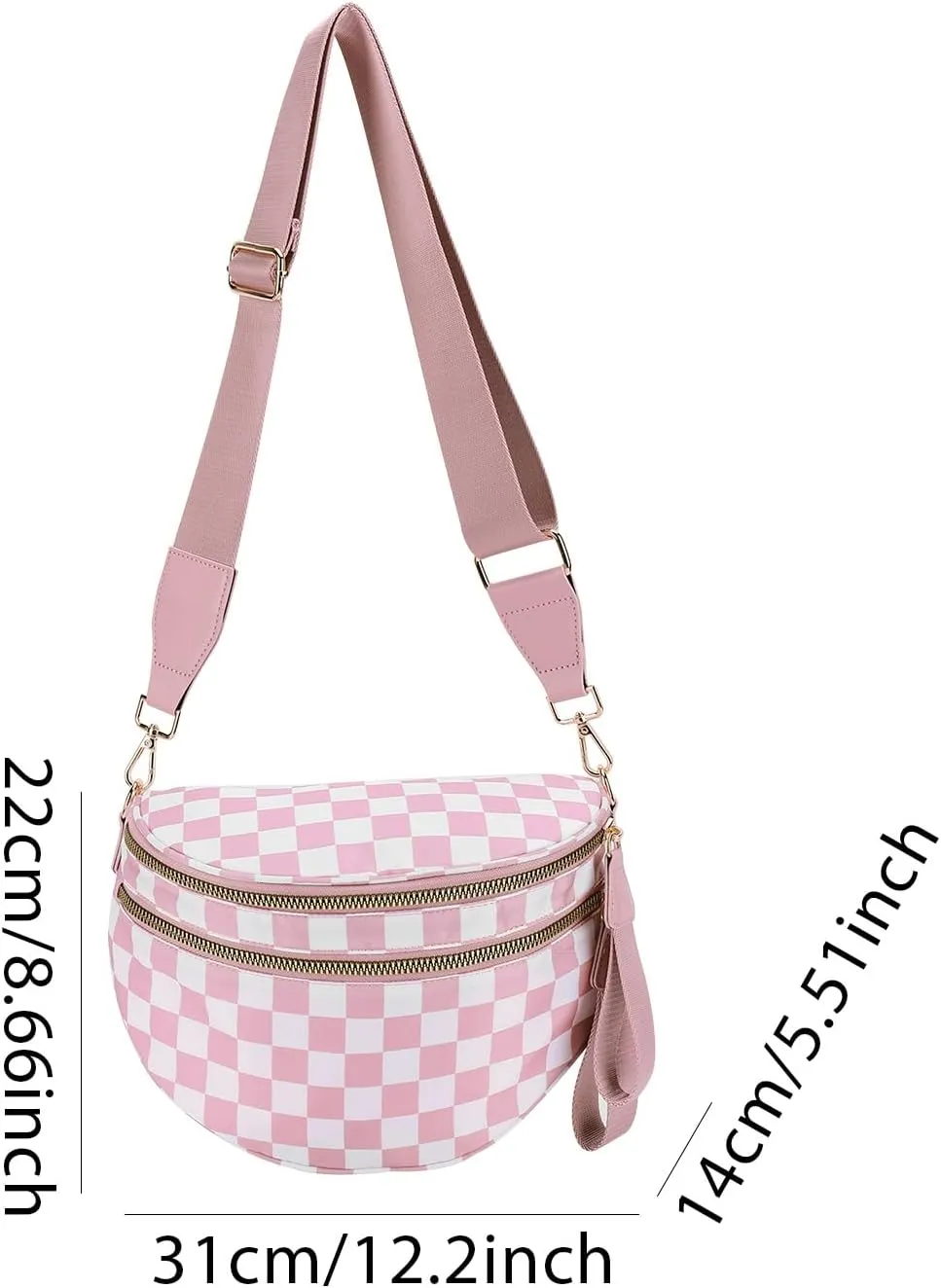Checkered Crossbody Bum Bags for Women Nylon Checkered Purse Checkerboard Fanny Pack