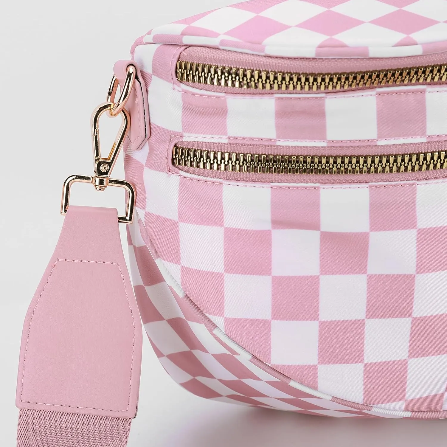 Checkered Crossbody Bum Bags for Women Nylon Checkered Purse Checkerboard Fanny Pack