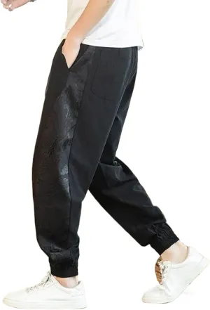 Chinese Dragon Harem Pants Men's Jogging Pants Sweatpants Japanese Street Men's Pants Dragon Stitching Harem Pants