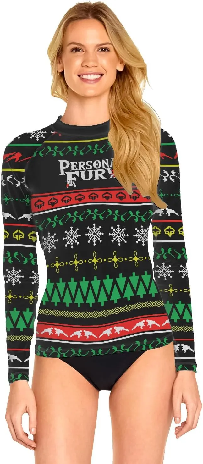Christmas Compression Shirts Base Layer Woman Super Lightweight Fabric, Healing Hands Underscrub Long Sleeve