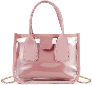 Clear Crossbody Purse, Clutch Purses for Women with Detachable Bag Insert & Chain Shoulder Strap, Clear Handbag
