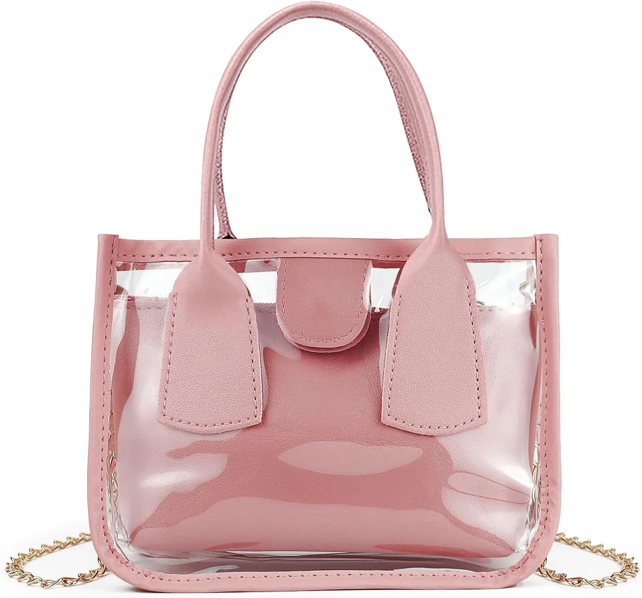 Clear Crossbody Purse, Clutch Purses for Women with Detachable Bag Insert & Chain Shoulder Strap, Clear Handbag