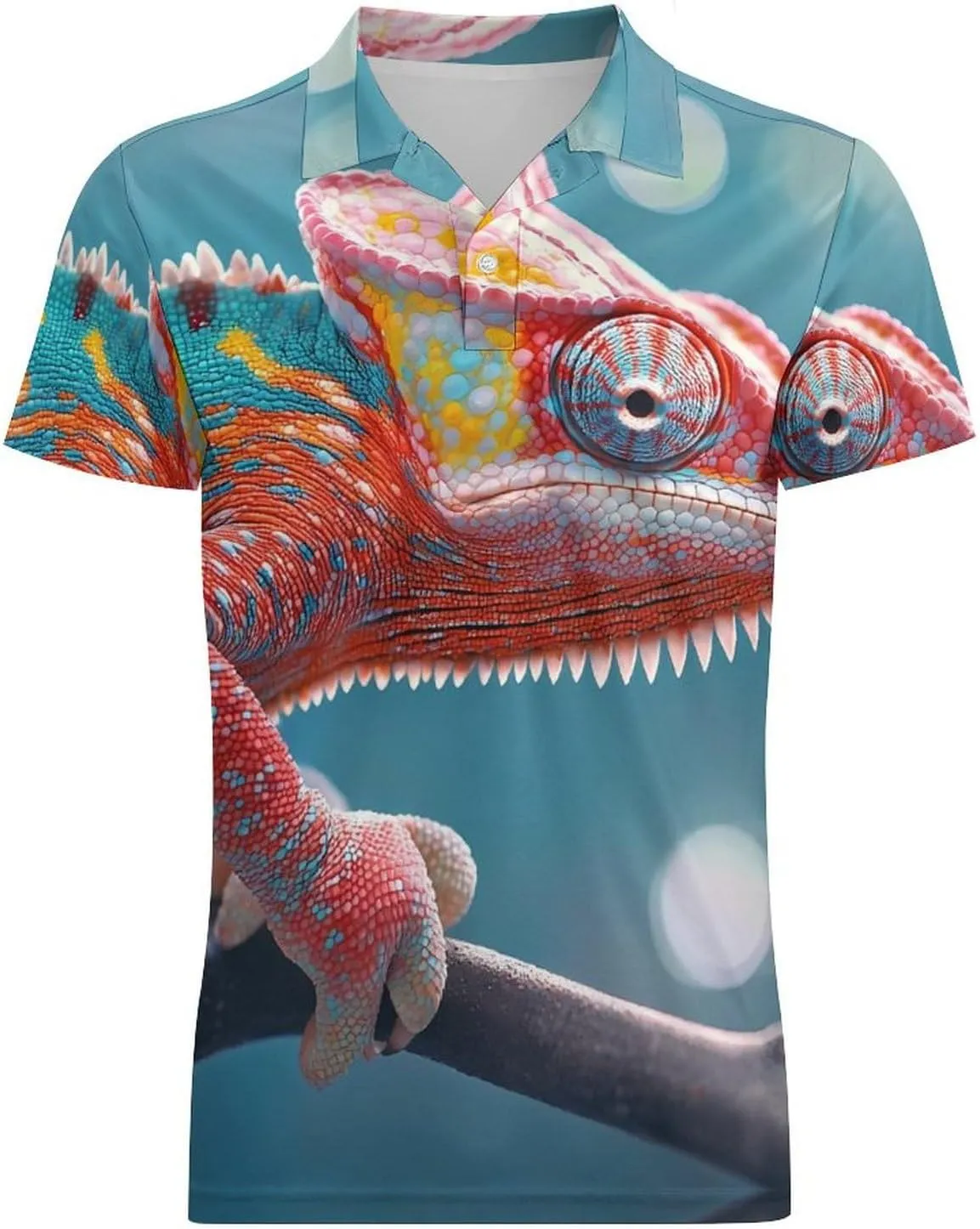 Colorful Chameleon Men's Polo-Shirt Regular-Fit Short Sleeve Sports Quick Dry Golf Tennis T-Shirt