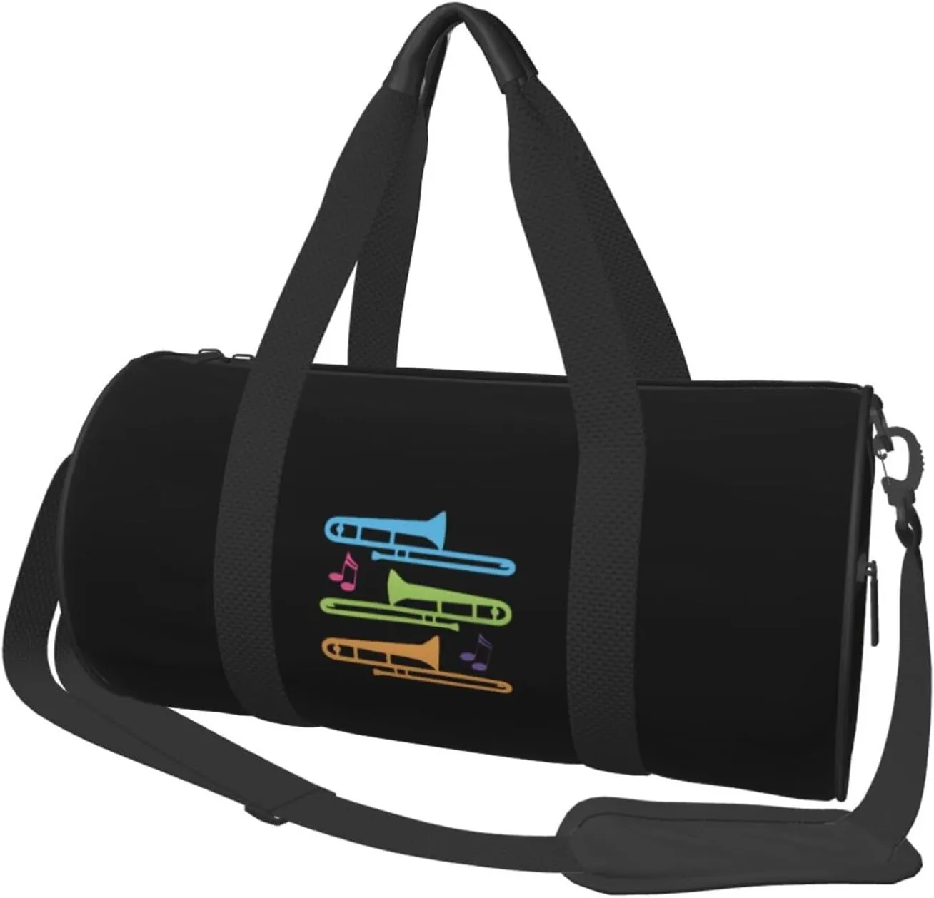 Colorful Trombones Convertible Garment Bag with Shoulder Strap, Carry on Garment Duffel Bag for Men Women - Rolling Foldable for Travel Luggage Bags (Black)