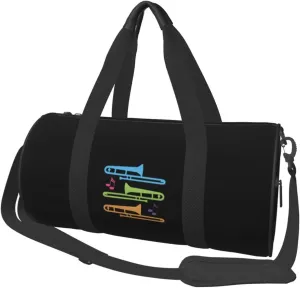 Colorful Trombones Convertible Garment Bag with Shoulder Strap, Carry on Garment Duffel Bag for Men Women - Rolling Foldable for Travel Luggage Bags (Black)