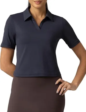 Colorfulkoala Women's Short Sleeve Golf Polo Shirts Collared V Neck Quick Dry Tennis Workout Tops Moisture Wicking