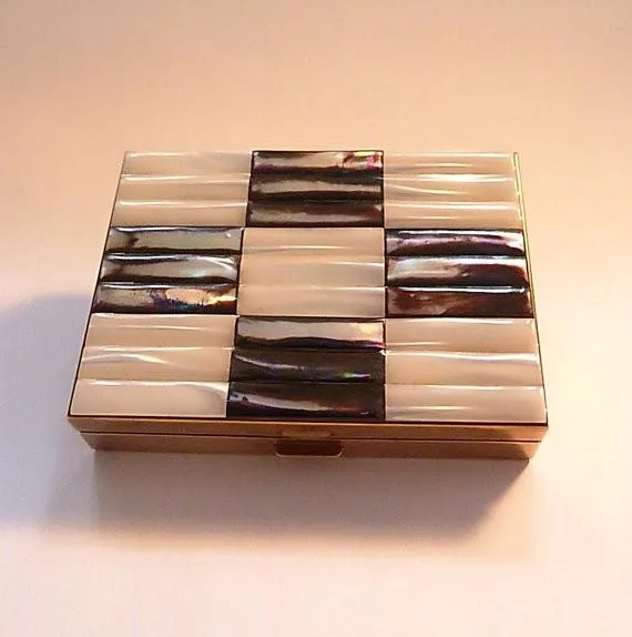 Copper wedding anniversary gifts mother of pearl and abalone 1950s musical powder box