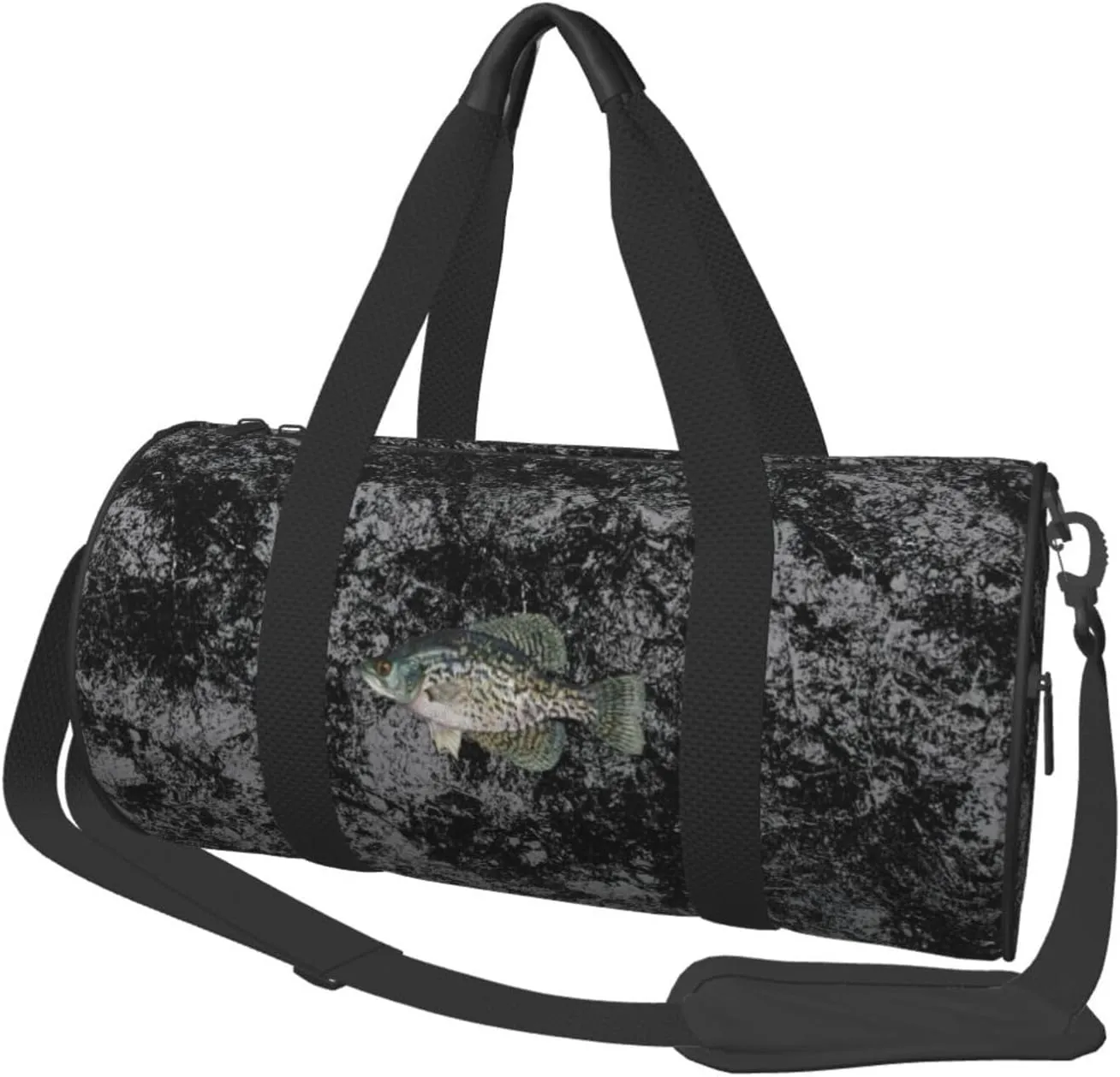 Crappie Fish Convertible Garment Bag with Shoulder Strap, Carry on Garment Duffel Bag for Men Women - Rolling Foldable for Travel Luggage Bags (Black)