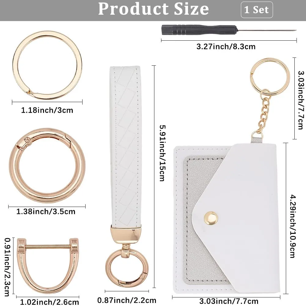 CREATCABIN Leather Wristlet Keychain Wallet Keychain Wristlet Small Slim Credit Card Holder
