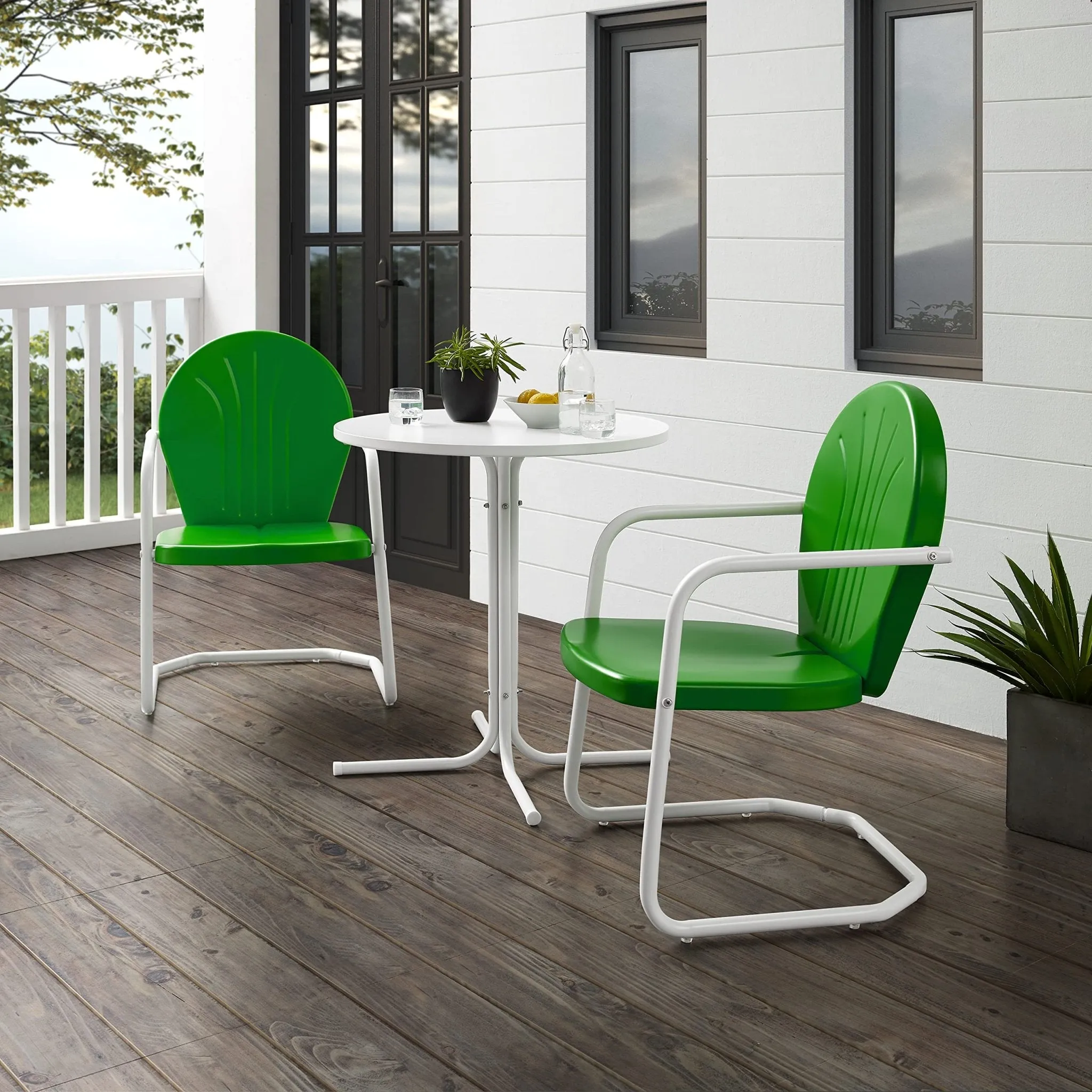 Crosley Furniture: Retro Metal Outdoor Bistro Set with Table and 2 Chairs
