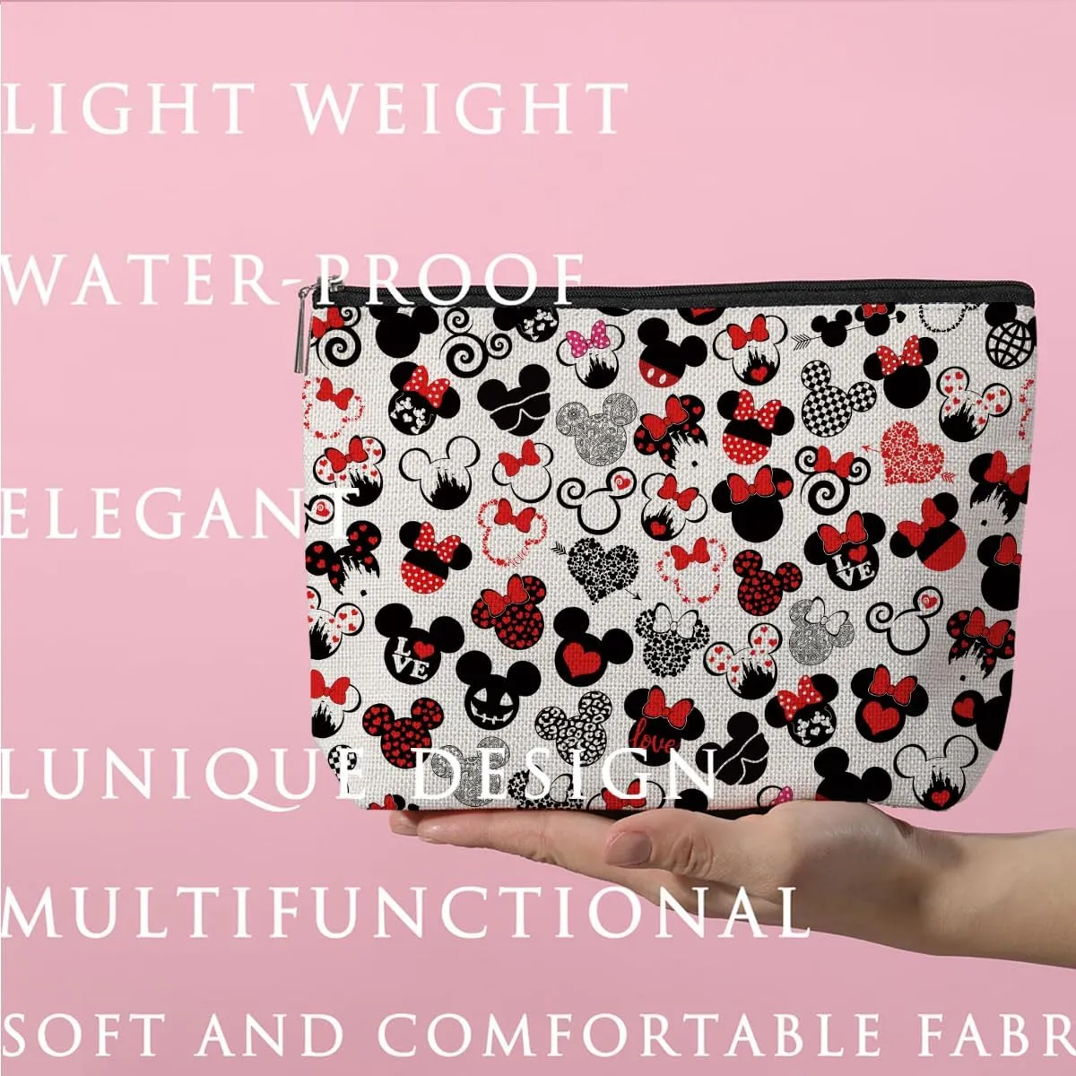 Cute Cartoon Mouse Makeup Bag Animal Lovers Gifts for Women Female Her Teen Daughter Cousin Best Friend Bestie BFF Magic Mouse Stuff Cosmetic Bag Wizard Gifts Mothers Nurse Day Graduation Birthday