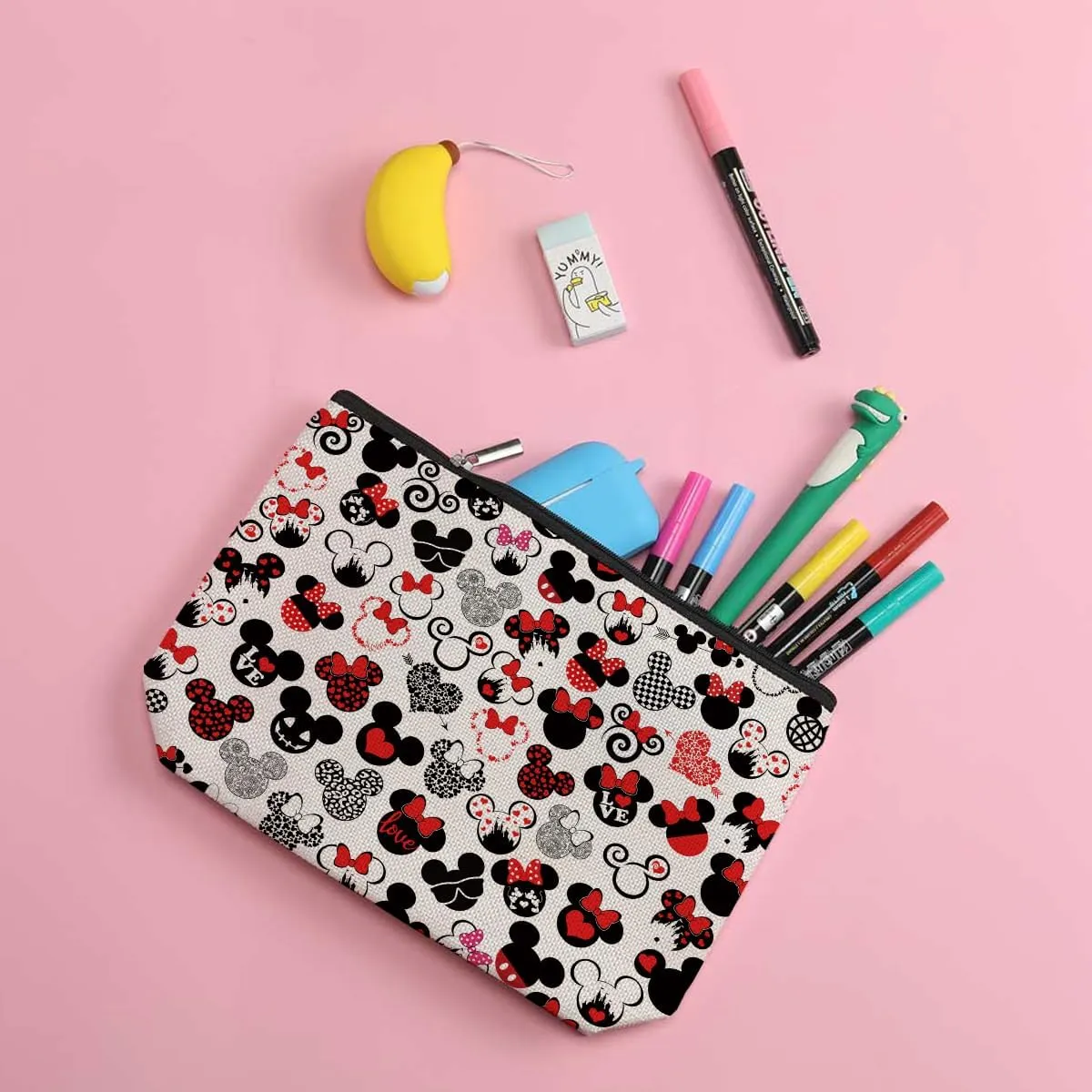 Cute Cartoon Mouse Makeup Bag Animal Lovers Gifts for Women Female Her Teen Daughter Cousin Best Friend Bestie BFF Magic Mouse Stuff Cosmetic Bag Wizard Gifts Mothers Nurse Day Graduation Birthday
