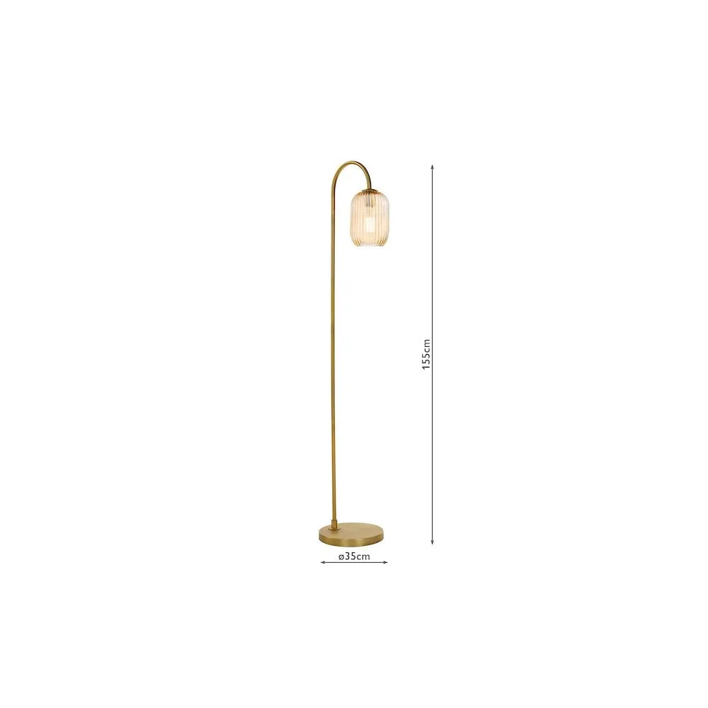 Dar IDR4963-SAW6506 | Idra Floor Lamp | Aged Bronze with Champagne Ribbed Glass