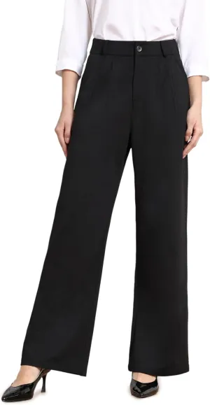 Dress Pants Women Wide Leg Work Business Office High Waisted Zipper Casual Slacks Trousers with Pockets 29"