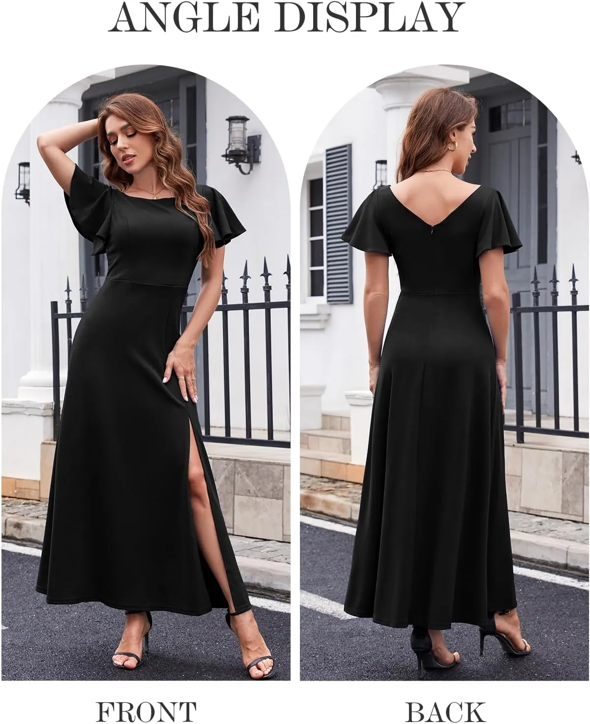 DRESSTELLS Formal Dress for Women, Cocktail Wedding Guest Party Prom Dress, Long Split Gowns and Evening Dresses