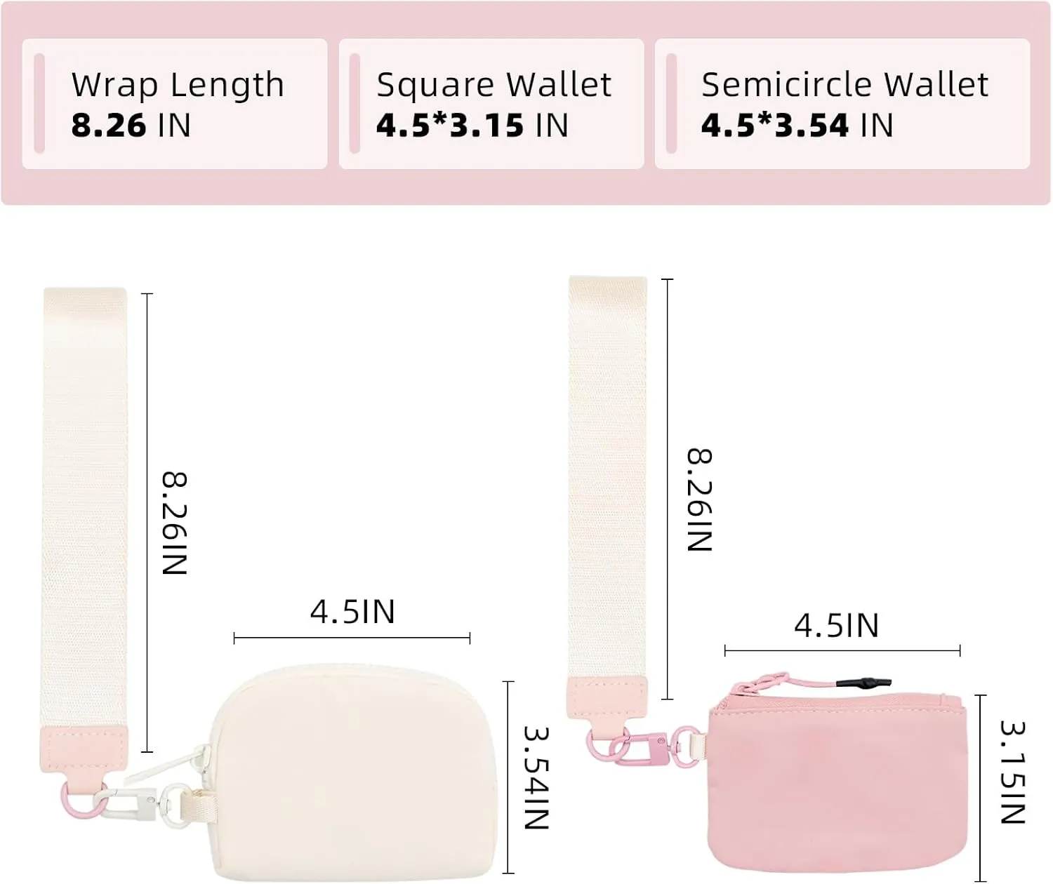Dual Pouch Wristlet Wallet for Women Portable Mini Zip Around Keychain Wallet Clutch Detachable Coin Purse