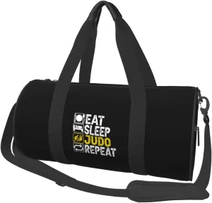 Eat Sleep Judo Repeat Convertible Garment Bag with Shoulder Strap, Carry on Garment Duffel Bag for Men Women - Rolling Foldable for Travel Luggage Bags (Black)
