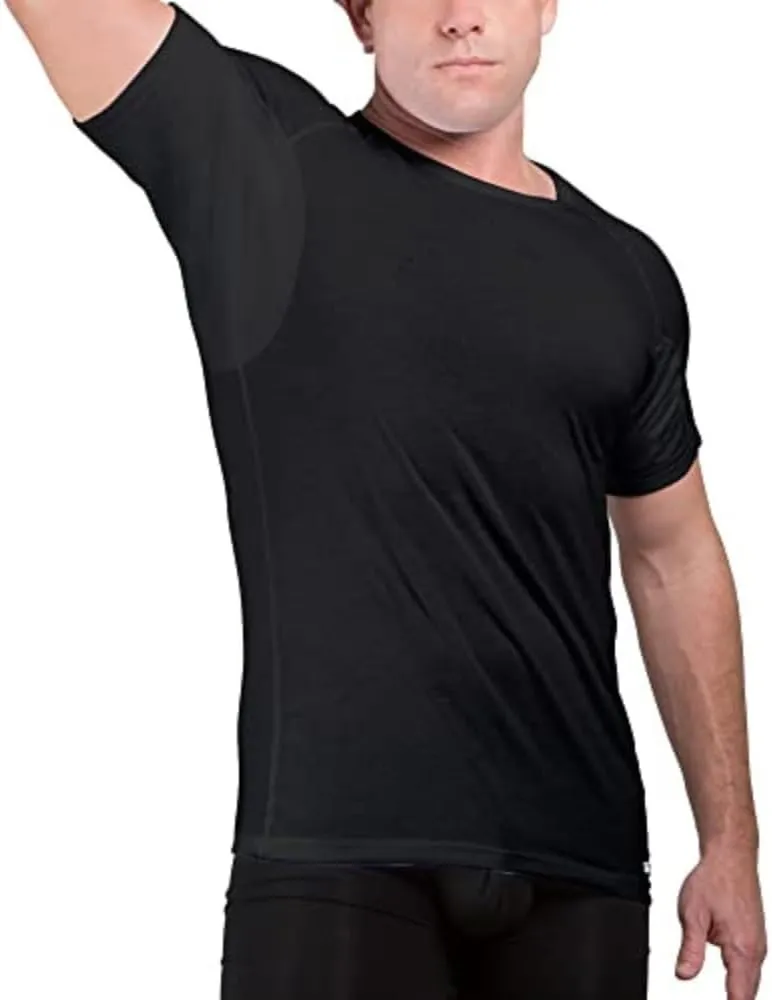 Ejis Sweatproof Undershirt for Men | Crew Neck Cotton | Classic Fit T Shirt with Sweat Pads | Odor Resistant | Blocks Sweat
