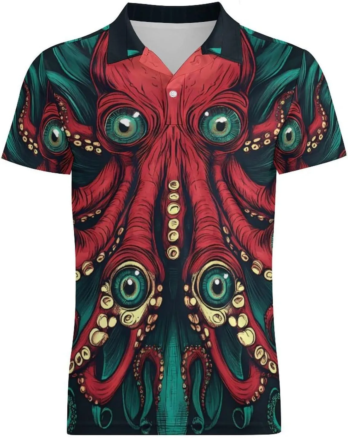 Eyes Octopuss Monster Men's Polo-Shirt Regular-Fit Short Sleeve Sports Quick Dry Golf Tennis T-Shirt