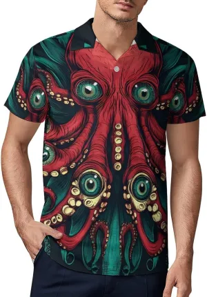 Eyes Octopuss Monster Men's Polo-Shirt Regular-Fit Short Sleeve Sports Quick Dry Golf Tennis T-Shirt