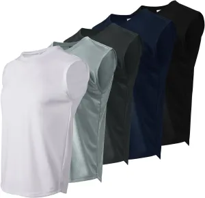 Facitisu Men Sleeveless Shirts Athletic Tank Tops Pack Muscle Tee Workout Quick Dry Gym Shirts