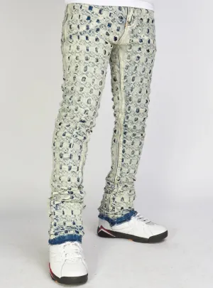 Frayed Checkered Pattern - Bule Wash - M5810D