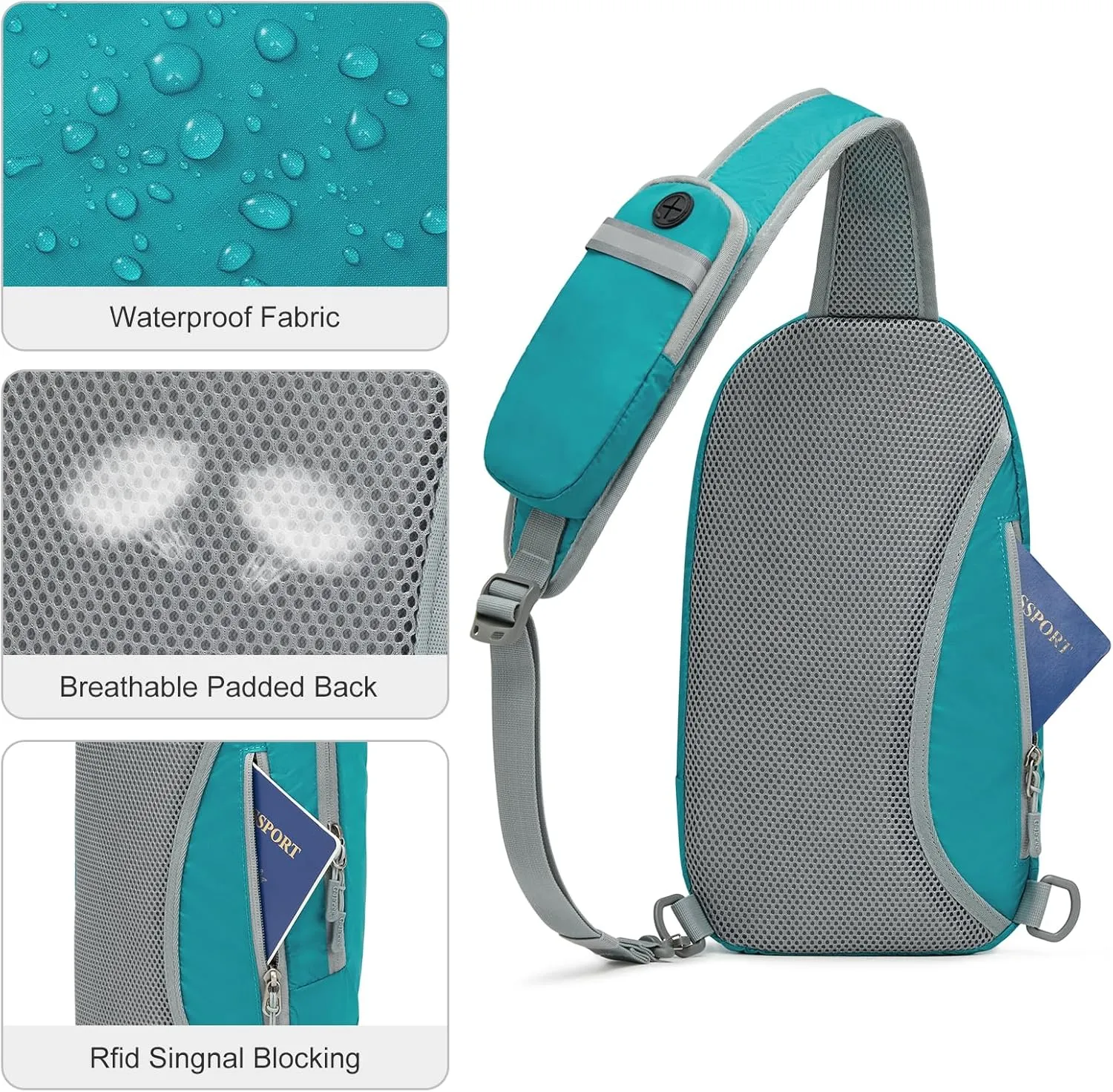 G4Free Sling Bag RFID Blocking Lightweight Crossbody Backpack Chest Shoulder Bag for Travel Sports Running Hiking