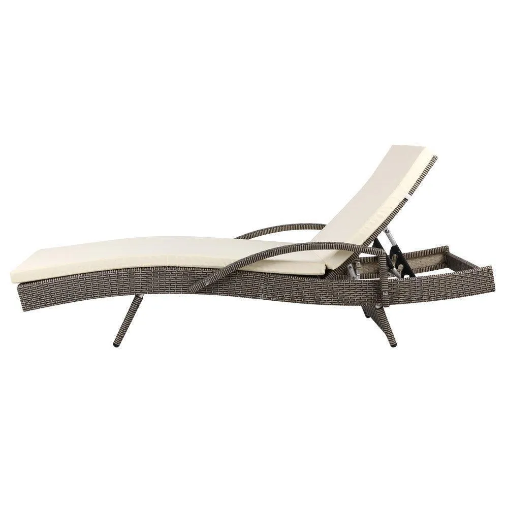 Gardeon Outdoor Sun Lounge Chair with Cushion- Grey