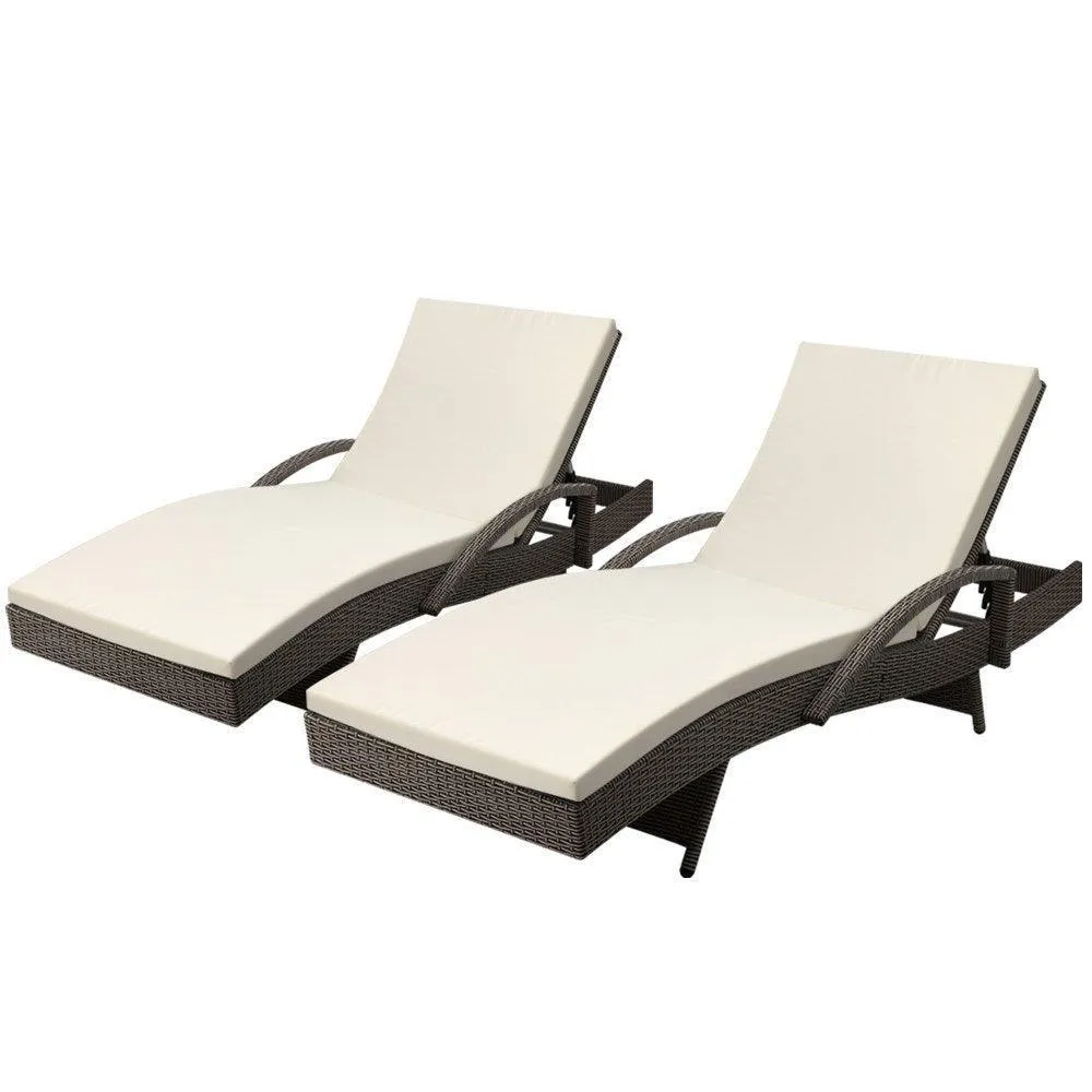 Gardeon Outdoor Sun Lounge Chair with Cushion- Grey