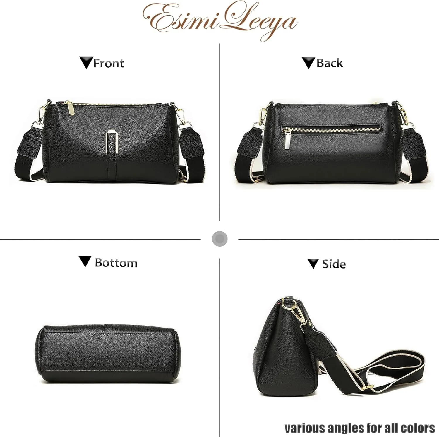 Genuine Leather Crossbody Purses for Women with Adjustable Shoulder Strap Women's Pockets Handbags