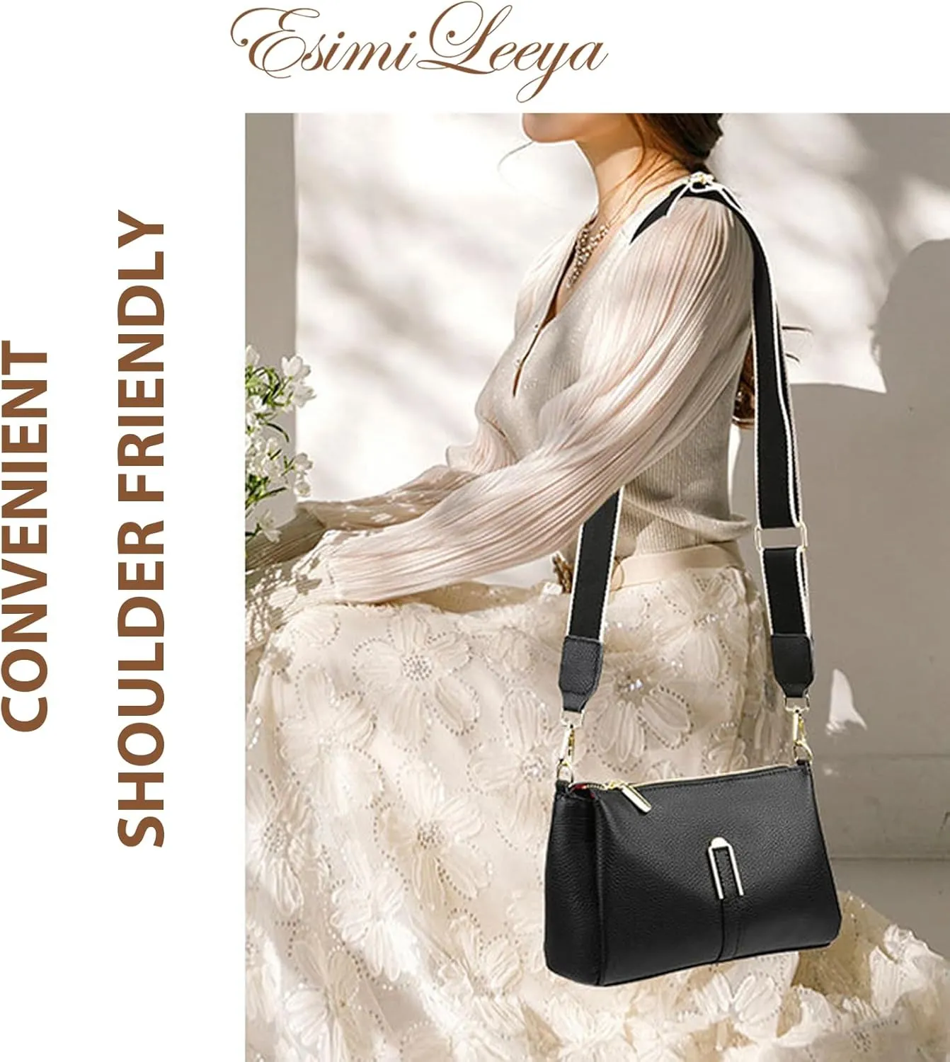 Genuine Leather Crossbody Purses for Women with Adjustable Shoulder Strap Women's Pockets Handbags