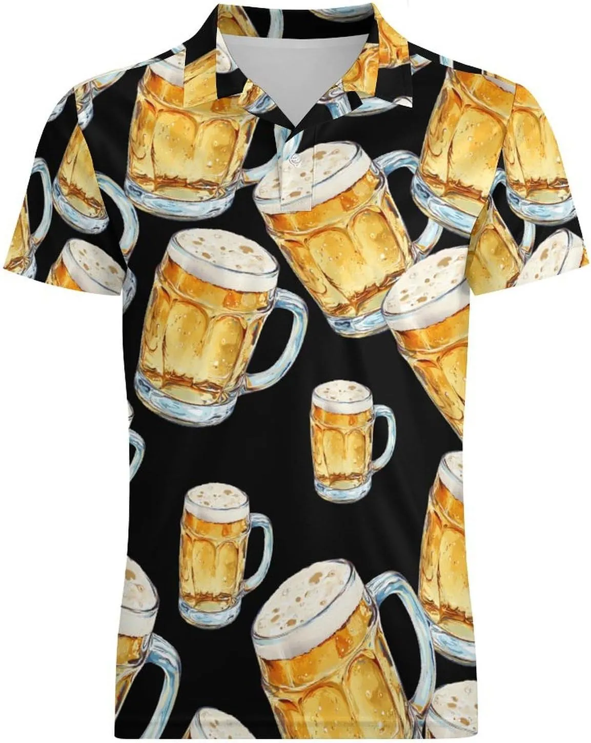 Glass Beer Mug Men's Polo-Shirt Regular-Fit Short Sleeve Sports Quick Dry Golf Tennis T-Shirt