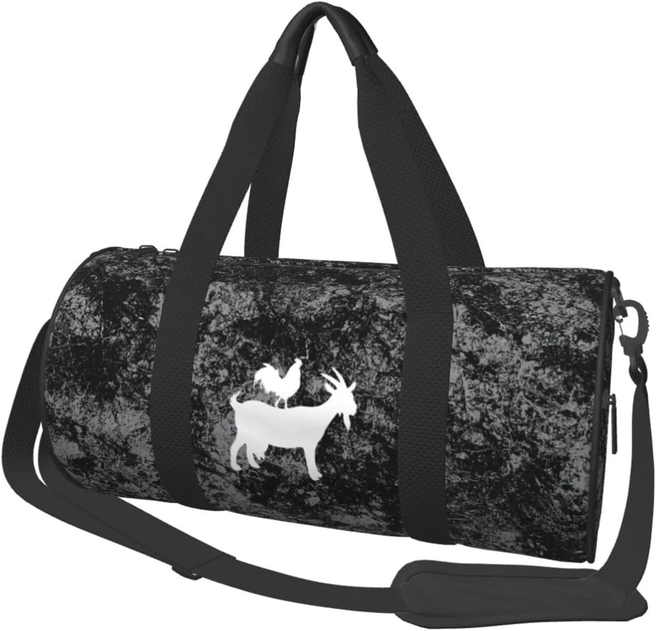 Goat and Rooster Convertible Garment Bag with Shoulder Strap, Carry on Garment Duffel Bag for Men Women - Rolling Foldable for Travel Luggage Bags (Black)