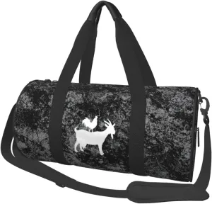 Goat and Rooster Convertible Garment Bag with Shoulder Strap, Carry on Garment Duffel Bag for Men Women - Rolling Foldable for Travel Luggage Bags (Black)