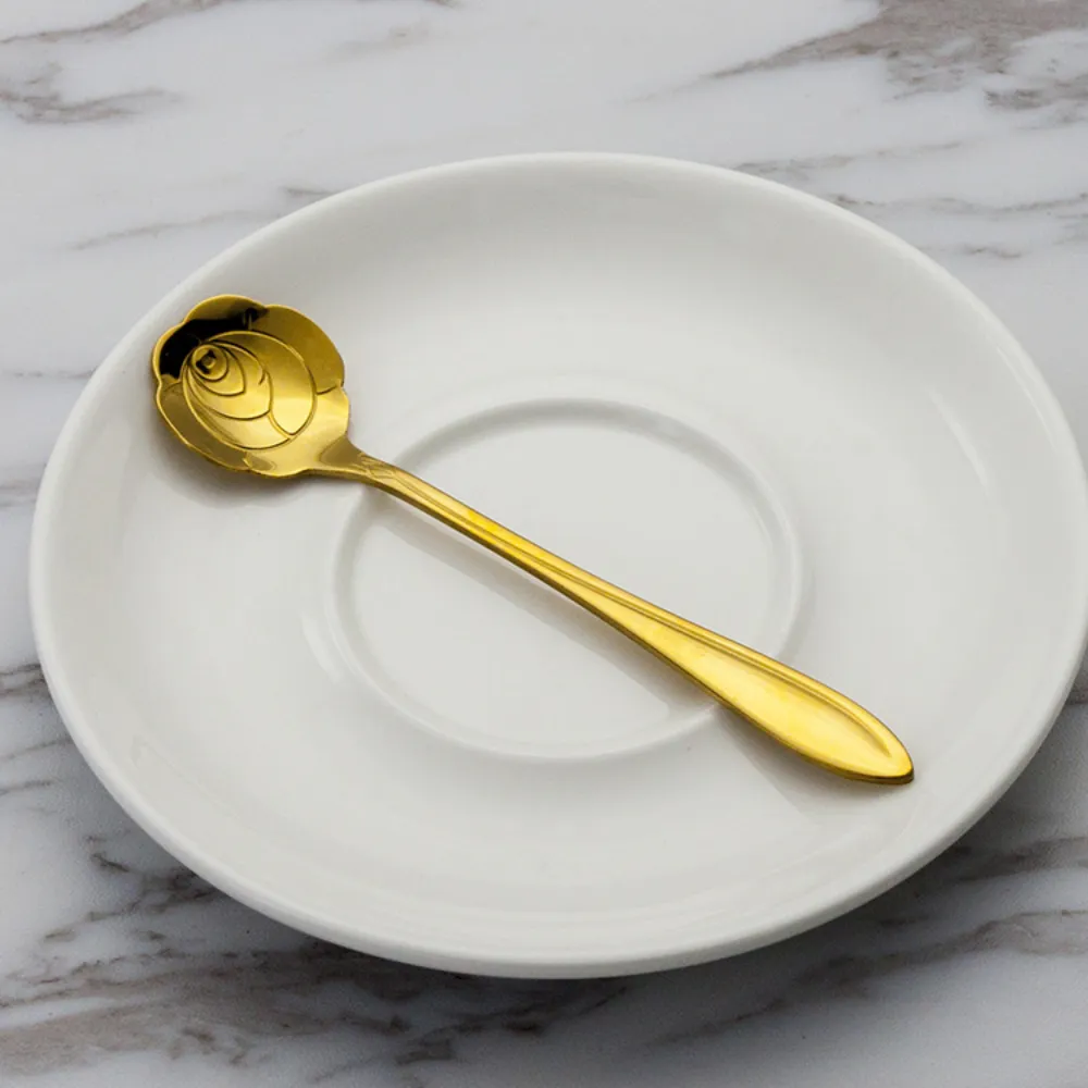 Gold-Plated Stainless Steel Floral Stirring Spoon