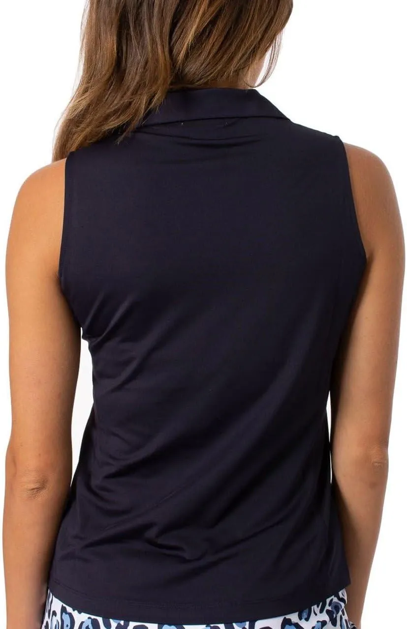 GOLFTINI Women's Zip Golf Polo - Sleeveless, Lightweight, Moisture-Wicking, UPF, 4-Way Stretch for Sports