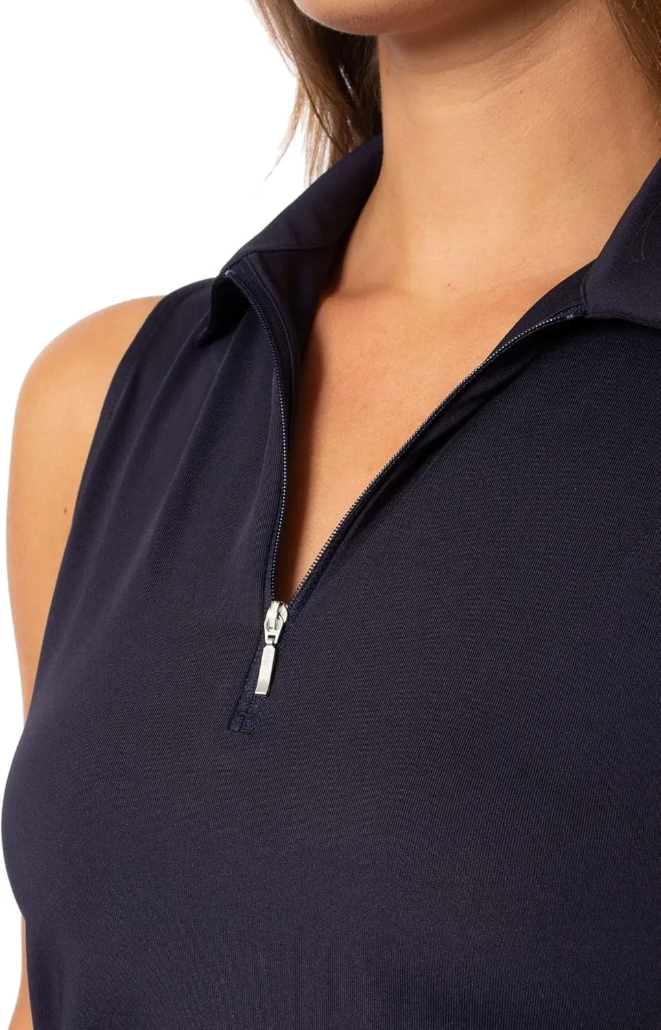 GOLFTINI Women's Zip Golf Polo - Sleeveless, Lightweight, Moisture-Wicking, UPF, 4-Way Stretch for Sports