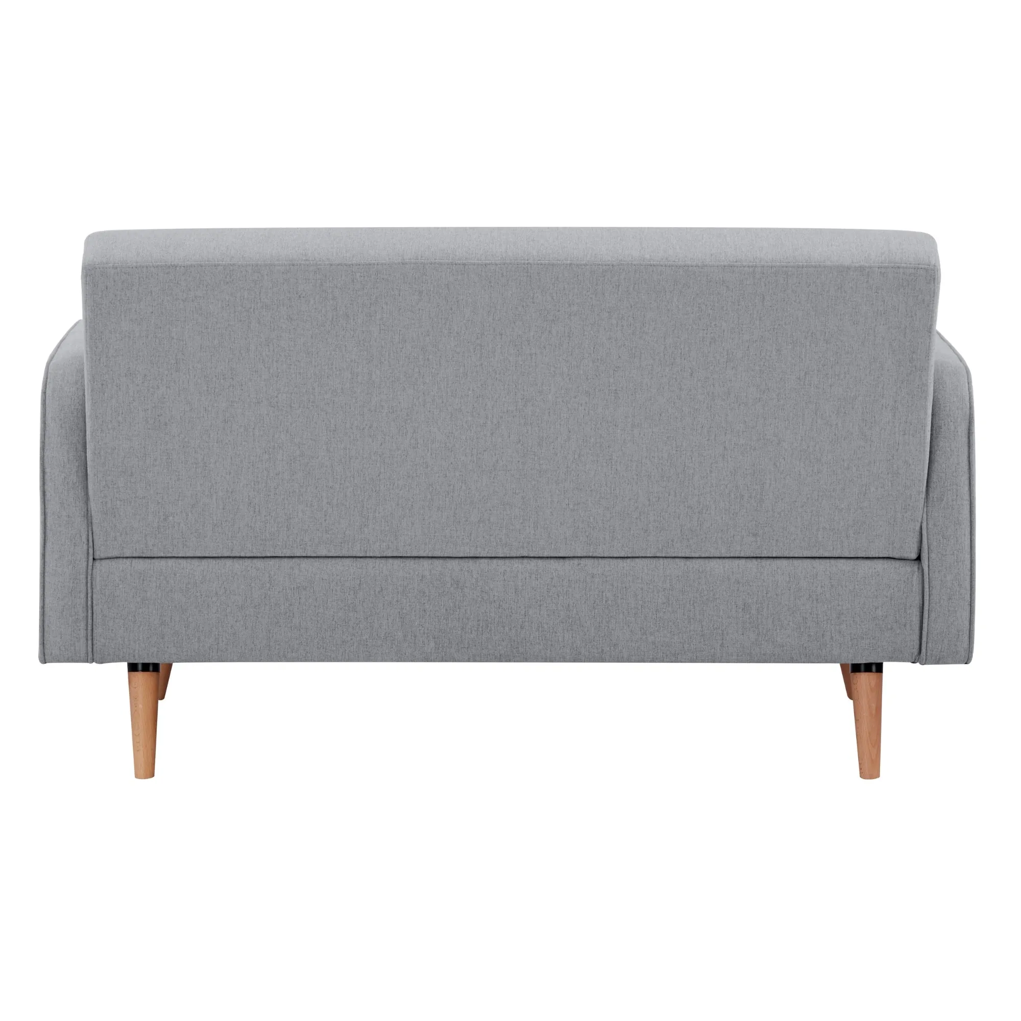Grey 2-Seater Fabric Sofa with Wood Legs, Foam Support