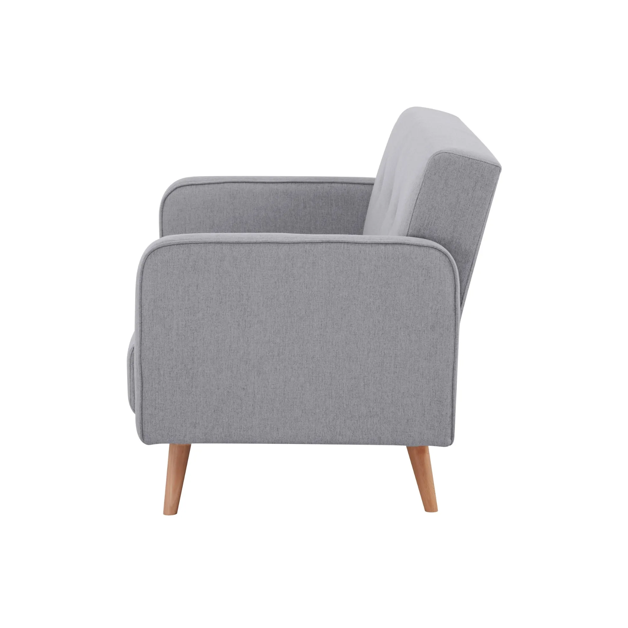 Grey 2-Seater Fabric Sofa with Wood Legs, Foam Support