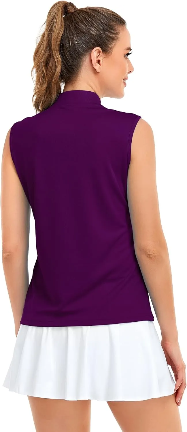 HDL Women's Sleeveless Polo Golf Shirts Quick Dry 50  UV Protection Lightweight Tennis Tank Tops