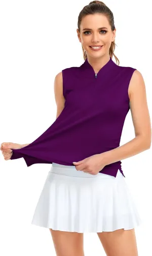 HDL Women's Sleeveless Polo Golf Shirts Quick Dry 50  UV Protection Lightweight Tennis Tank Tops