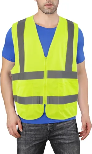 High Visibility Reflective Safety Vest for Men and Women,Construction Work Vest with Pocket,Fluorescent Yellow