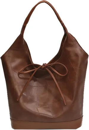 Hobo Bag for Women Closure Shoulder Bag PU Leather Solid Handbag Bucket Purse Travel Shopping Bag