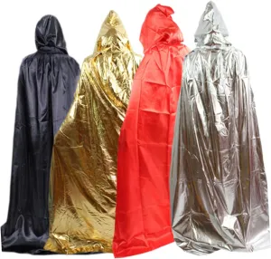 Homoyoyo Unisex Gold Hooded Cloak Halloween Costume Full Cape for Family Dress Up Role Play Stage for Parties Events