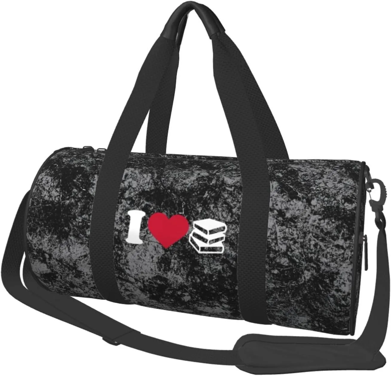 I Love Books Convertible Garment Bag with Shoulder Strap, Carry on Garment Duffel Bag for Men Women - Rolling Foldable for Travel Luggage Bags (Black)