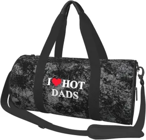 I Love Hot Dads Convertible Garment Bag with Shoulder Strap, Carry on Garment Duffel Bag for Men Women - Rolling Foldable for Travel Luggage Bags (Black)