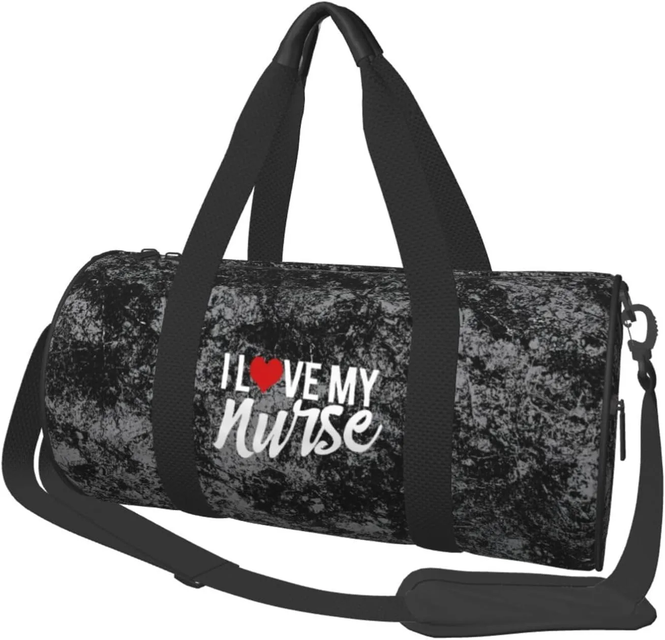 I Love My Nurse Convertible Garment Bag with Shoulder Strap, Carry on Garment Duffel Bag for Men Women - Rolling Foldable for Travel Luggage Bags (Black)