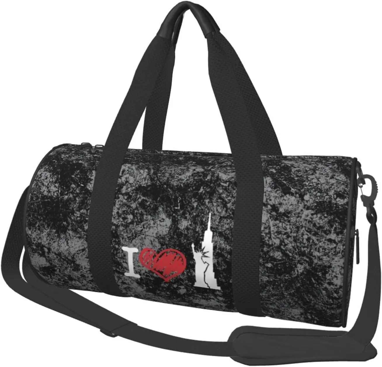 I Love New York Convertible Garment Bag with Shoulder Strap, Carry on Garment Duffel Bag for Men Women - Rolling Foldable for Travel Luggage Bags (Black)