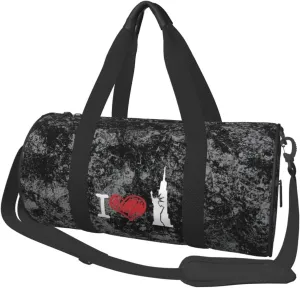 I Love New York Convertible Garment Bag with Shoulder Strap, Carry on Garment Duffel Bag for Men Women - Rolling Foldable for Travel Luggage Bags (Black)